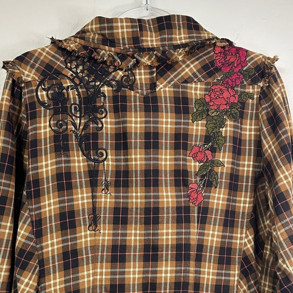 Johnny Was 3J Workshop Grammy Brand Women's Plaid Button Down Boho Shirt L - Picture 9 of 14